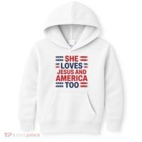 She Loves Jesus And America Too Kids Hoodie thumb 0