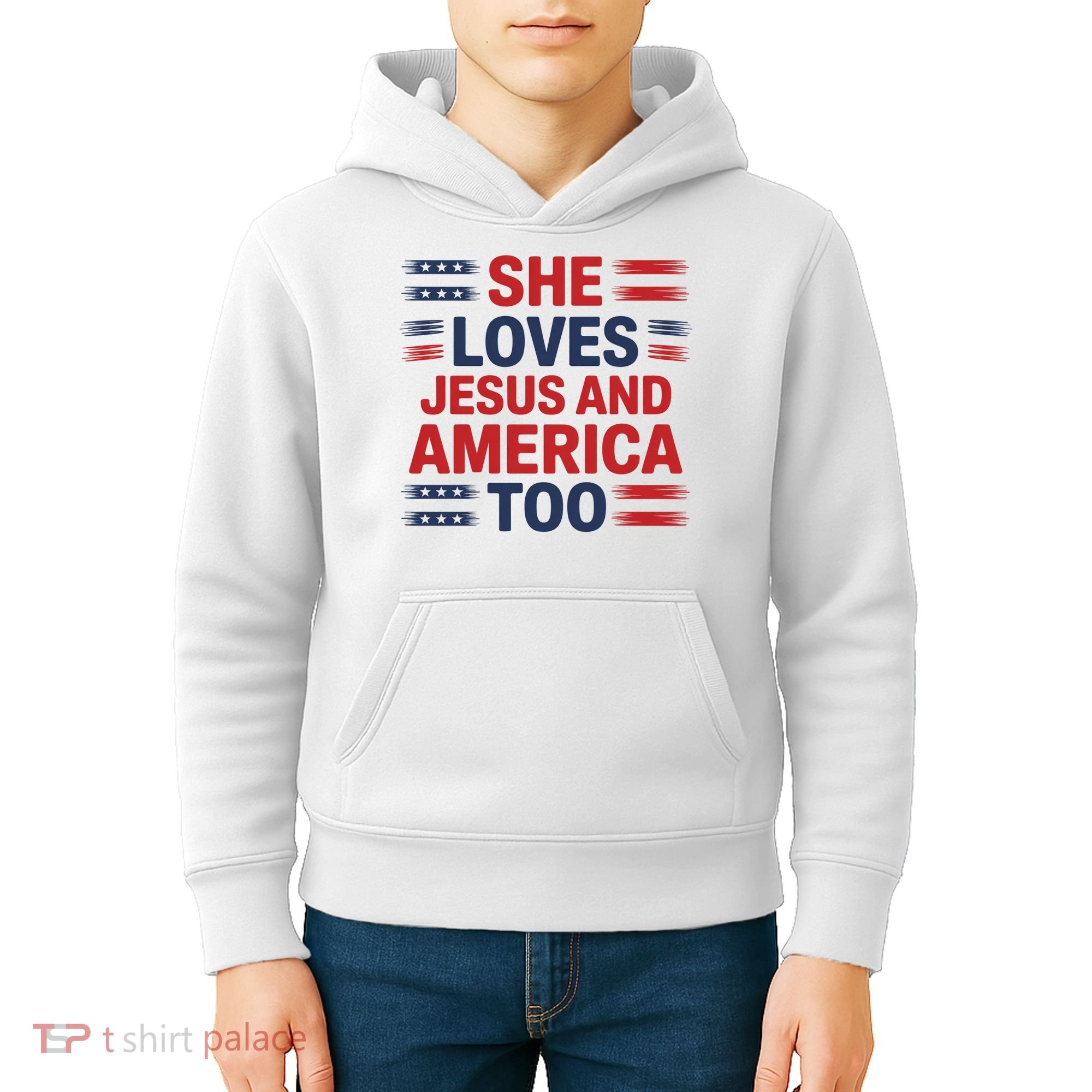 She Loves Jesus And America Too Kids Hoodie