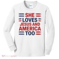 She Loves Jesus And America Too Kids Long Sleeve Shirt thumb 0