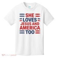 She Loves Jesus And America Too Kids T-Shirt thumb 0