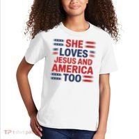 She Loves Jesus And America Too Kids T-Shirt thumb 2