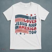 She Loves Jesus And America Too 4th Of July T-Shirt thumb 5