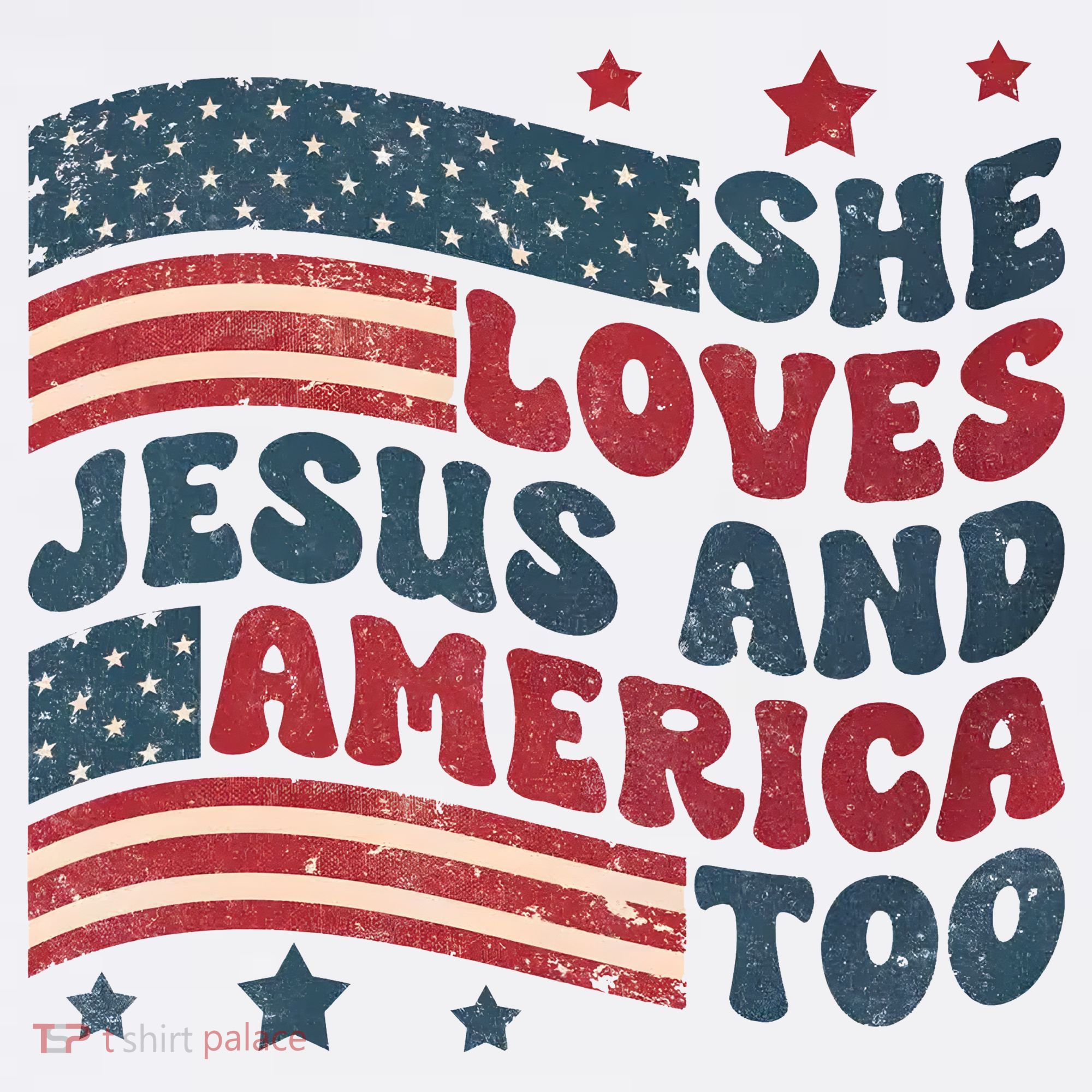 She Loves Jesus And America Too 4th Of July T-Shirt