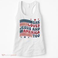 She Loves Jesus And America Too 4th Of July Women's Tank Top thumb 0