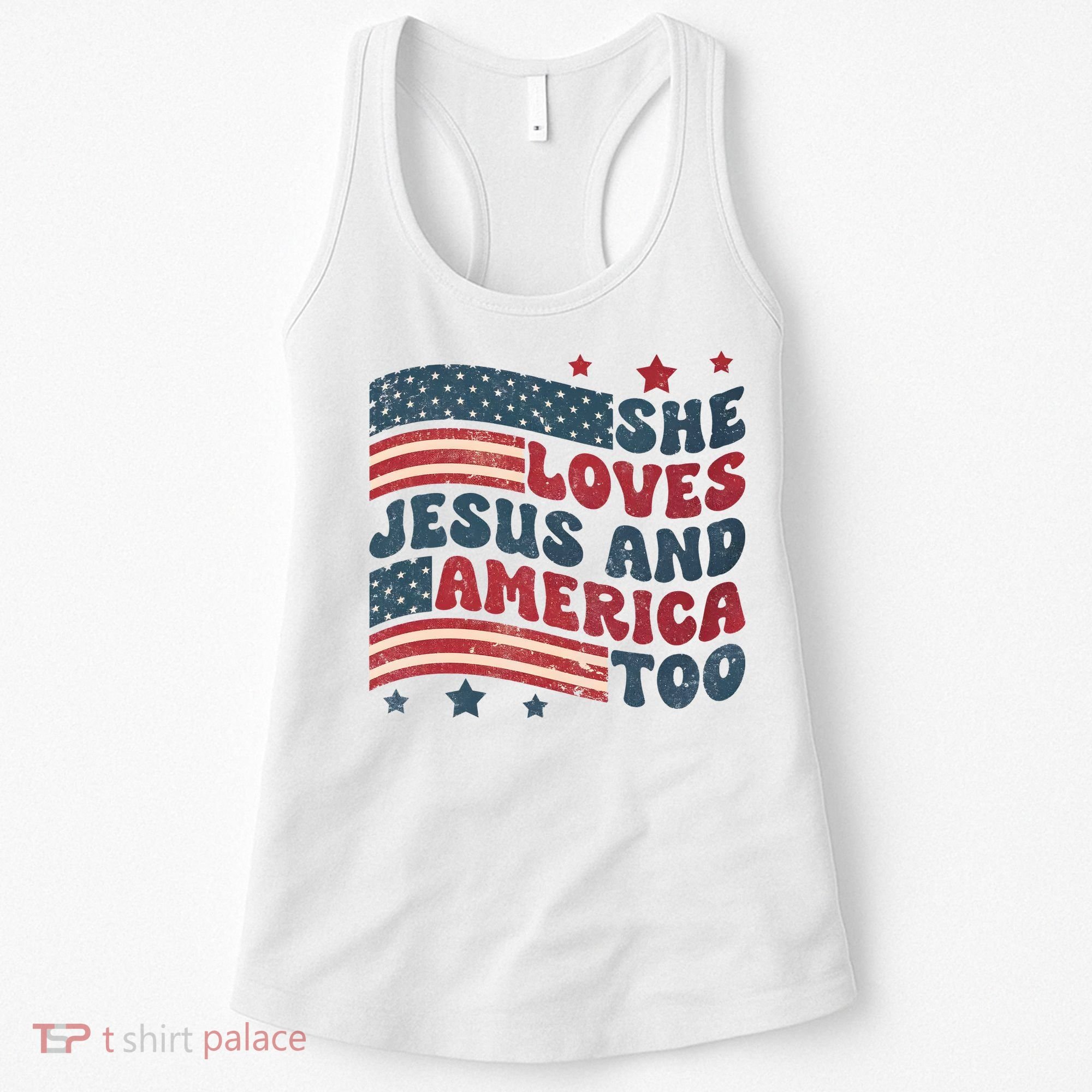 She Loves Jesus And America Too 4th Of July Women's Tank Top