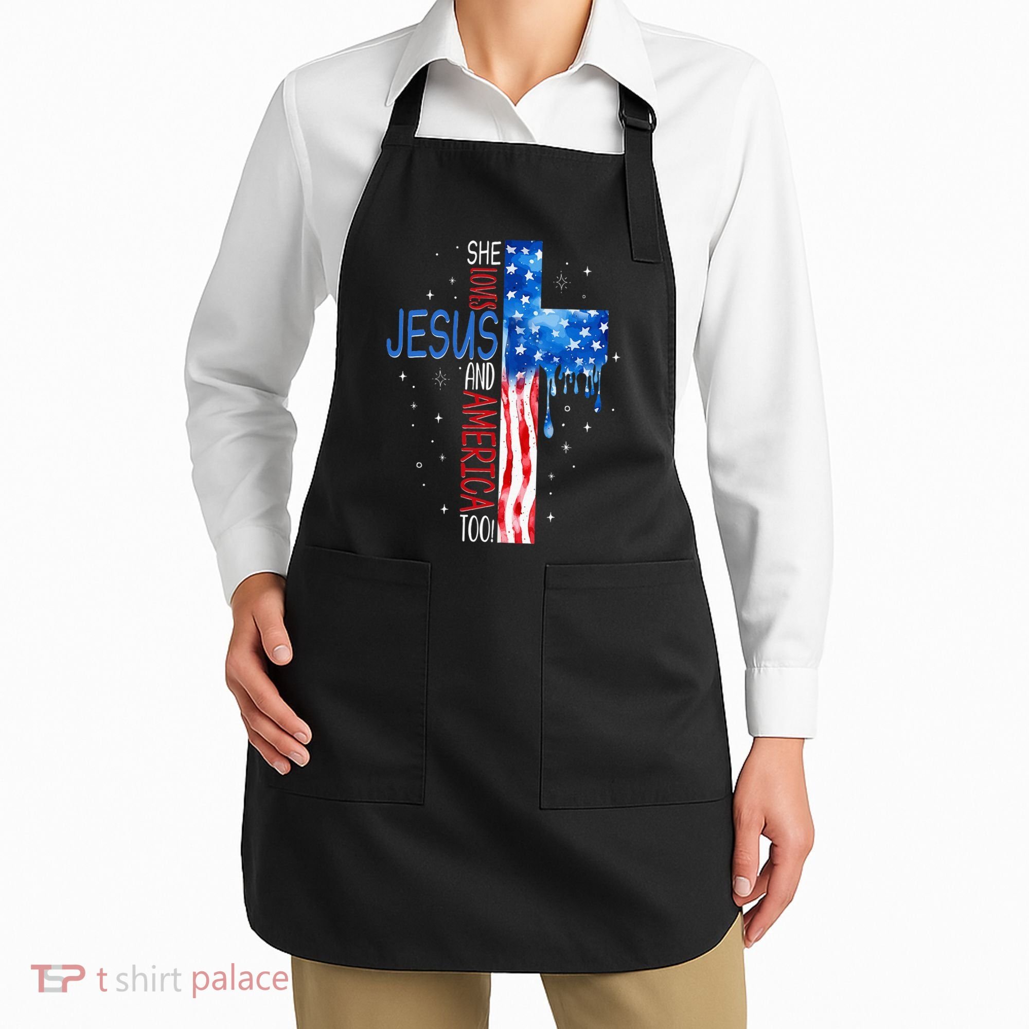 She Loves Jesus And America Too Apron