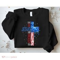 She Loves Jesus And America Too Sweatshirt thumb 2