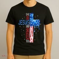 She Loves Jesus And America Too T-Shirt thumb 3