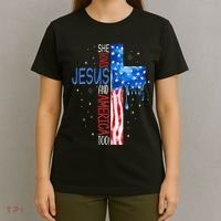 She Loves Jesus And America Too T-Shirt thumb 4