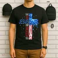 She Loves Jesus And America Too T-Shirt thumb 6