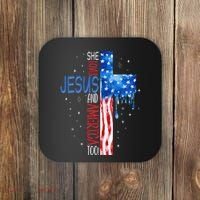 She Loves Jesus And America Too Coaster thumb 0