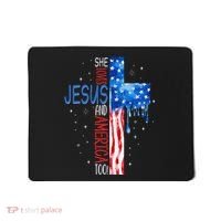 She Loves Jesus And America Too Mousepad thumb 0
