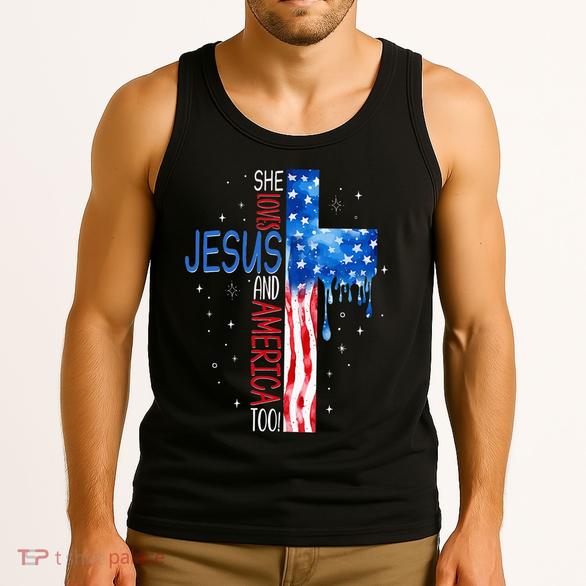 She Loves Jesus And America Too Tank Top