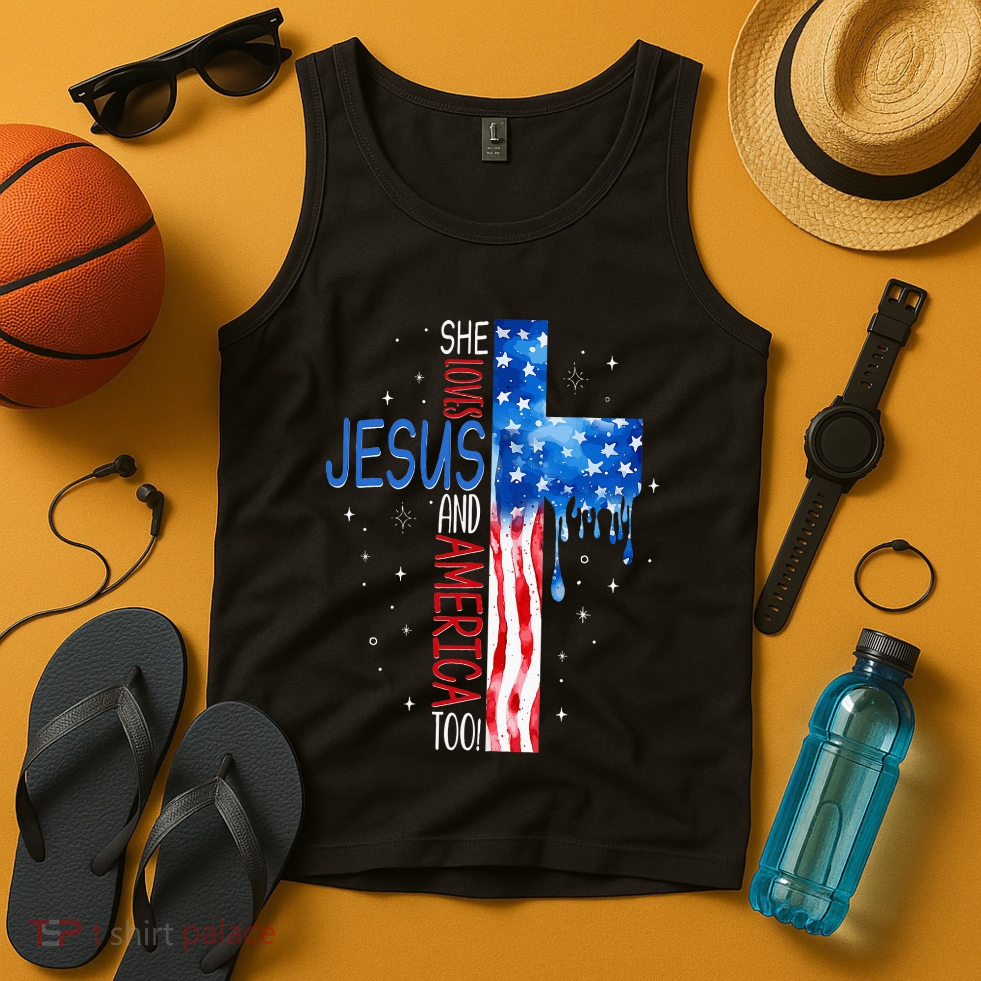She Loves Jesus And America Too Tank Top