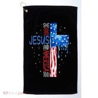 She Loves Jesus And America Too Golf Towel thumb 0