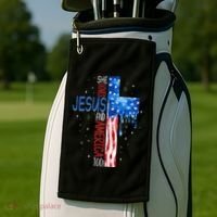 She Loves Jesus And America Too Golf Towel thumb 2