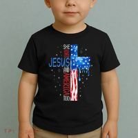 She Loves Jesus And America Too Toddler T-Shirt thumb 2