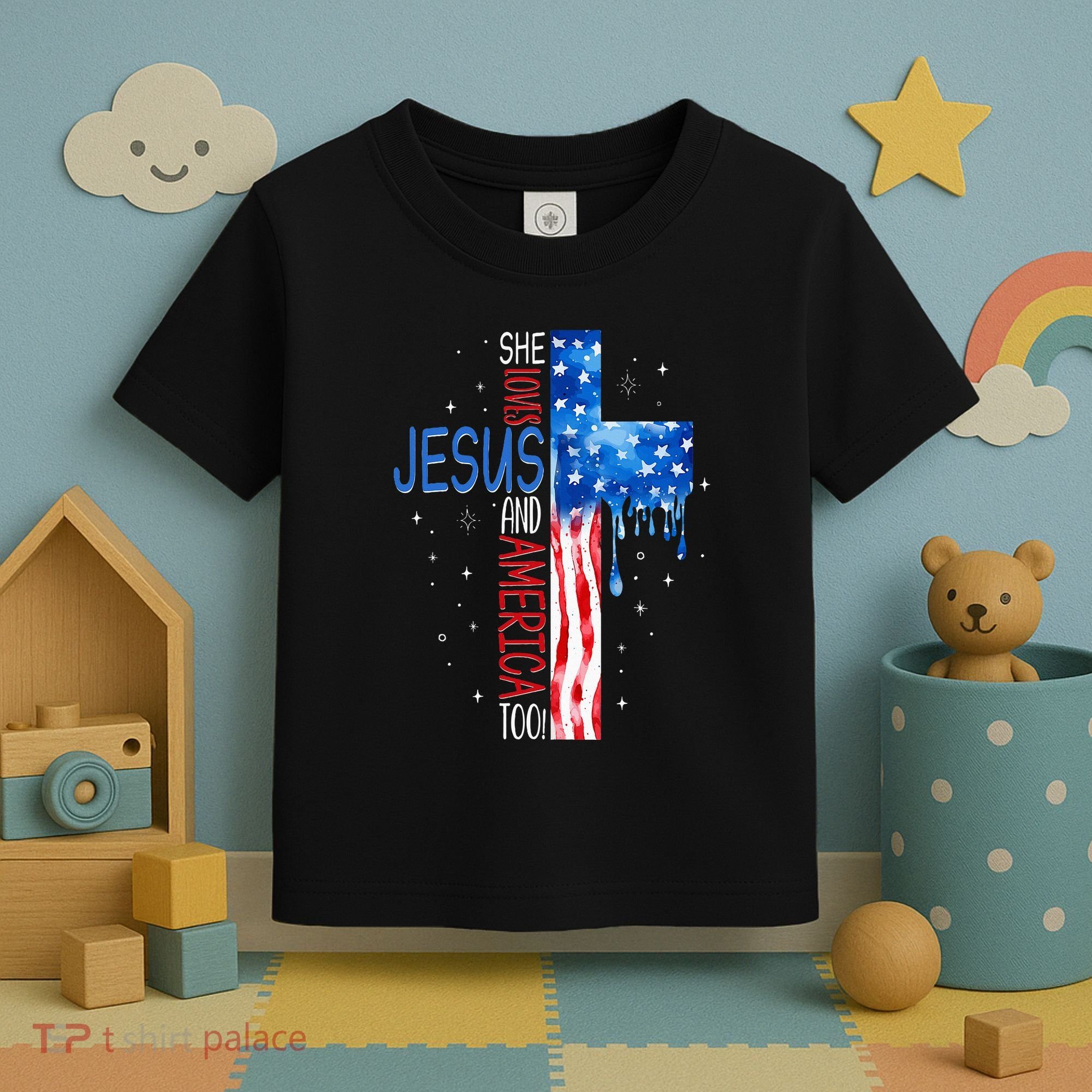 She Loves Jesus And America Too Toddler T-Shirt