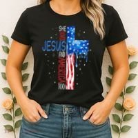She Loves Jesus And America Too Women's T-Shirt thumb 2