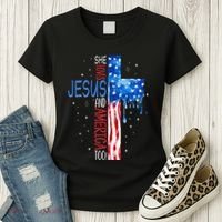 She Loves Jesus And America Too Women's T-Shirt thumb 3