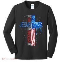 She Loves Jesus And America Too Kids Long Sleeve Shirt thumb 0