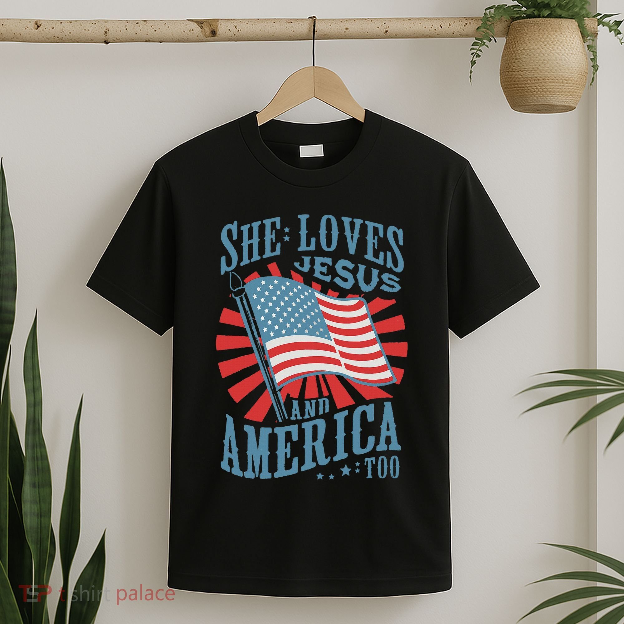 She Loves Jesus And America Too Fourth Of July T-Shirt