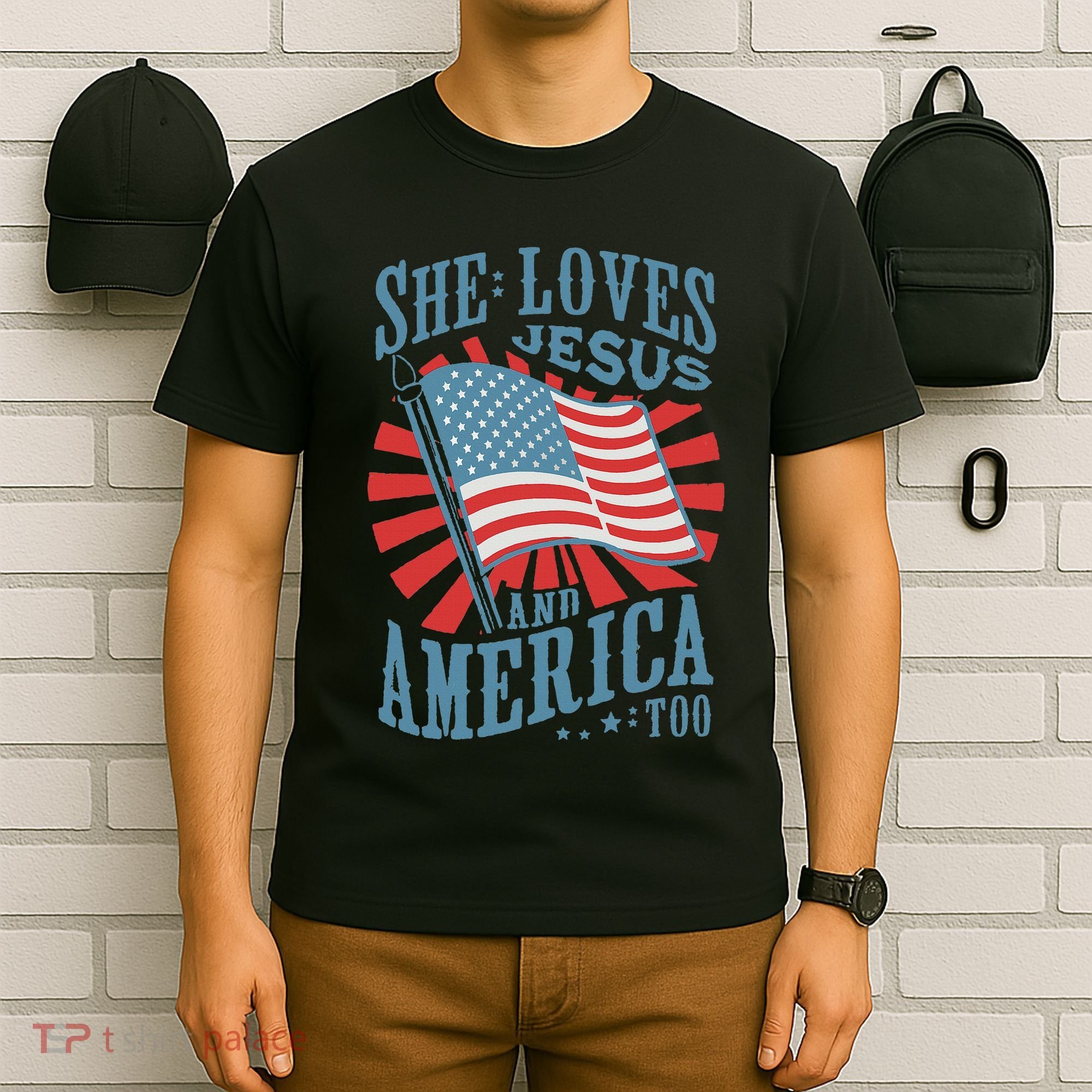 She Loves Jesus And America Too Fourth Of July T-Shirt