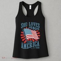 She Loves Jesus And America Too Fourth Of July Women's Tank Top thumb 3