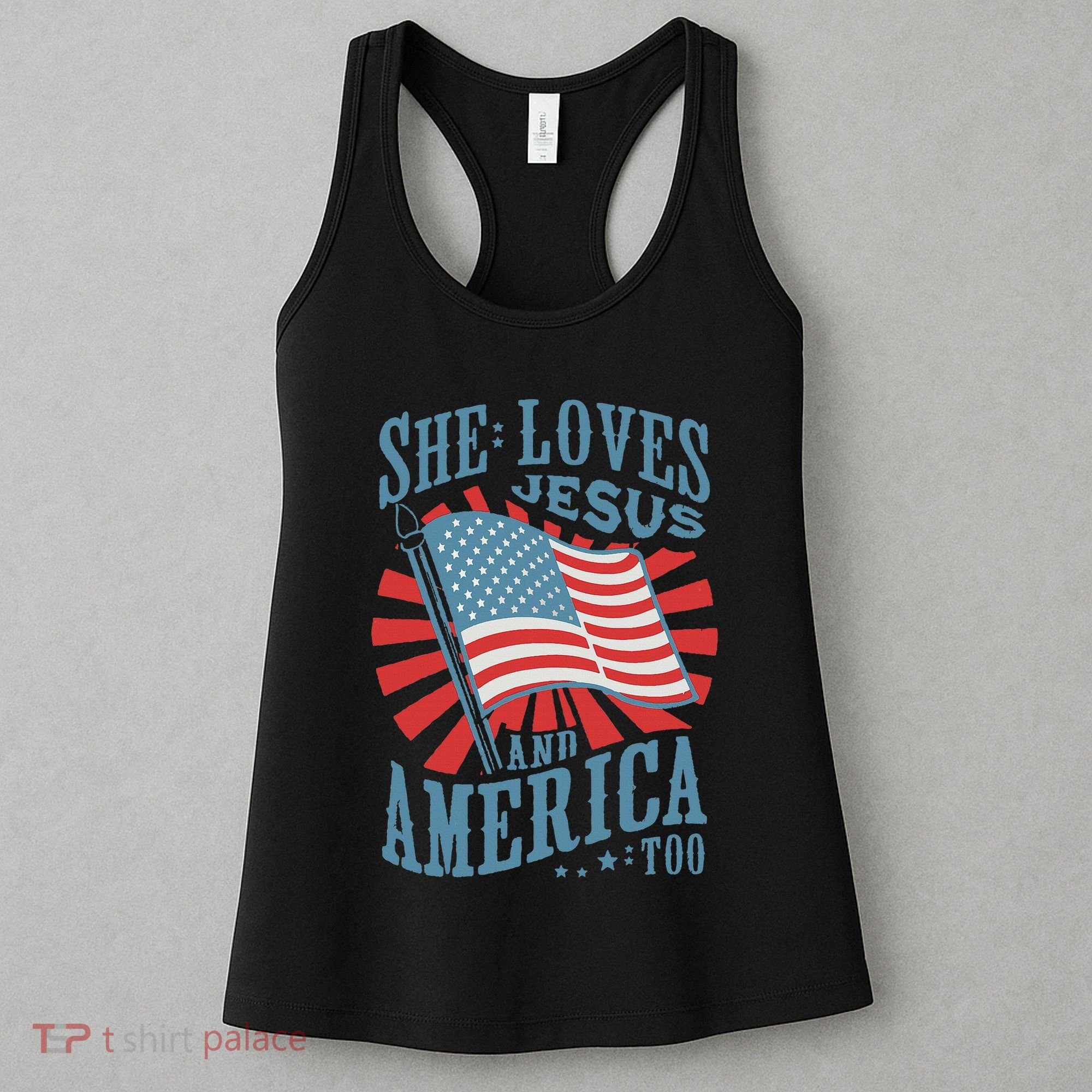 She Loves Jesus And America Too Fourth Of July Women's Tank Top
