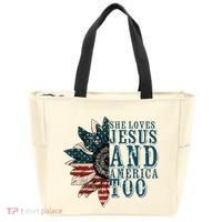 She Loves Jesus And America Too Tote Bag thumb 0