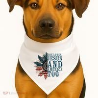 She Loves Jesus And America Too USA-Made Doggie Bandana thumb 1