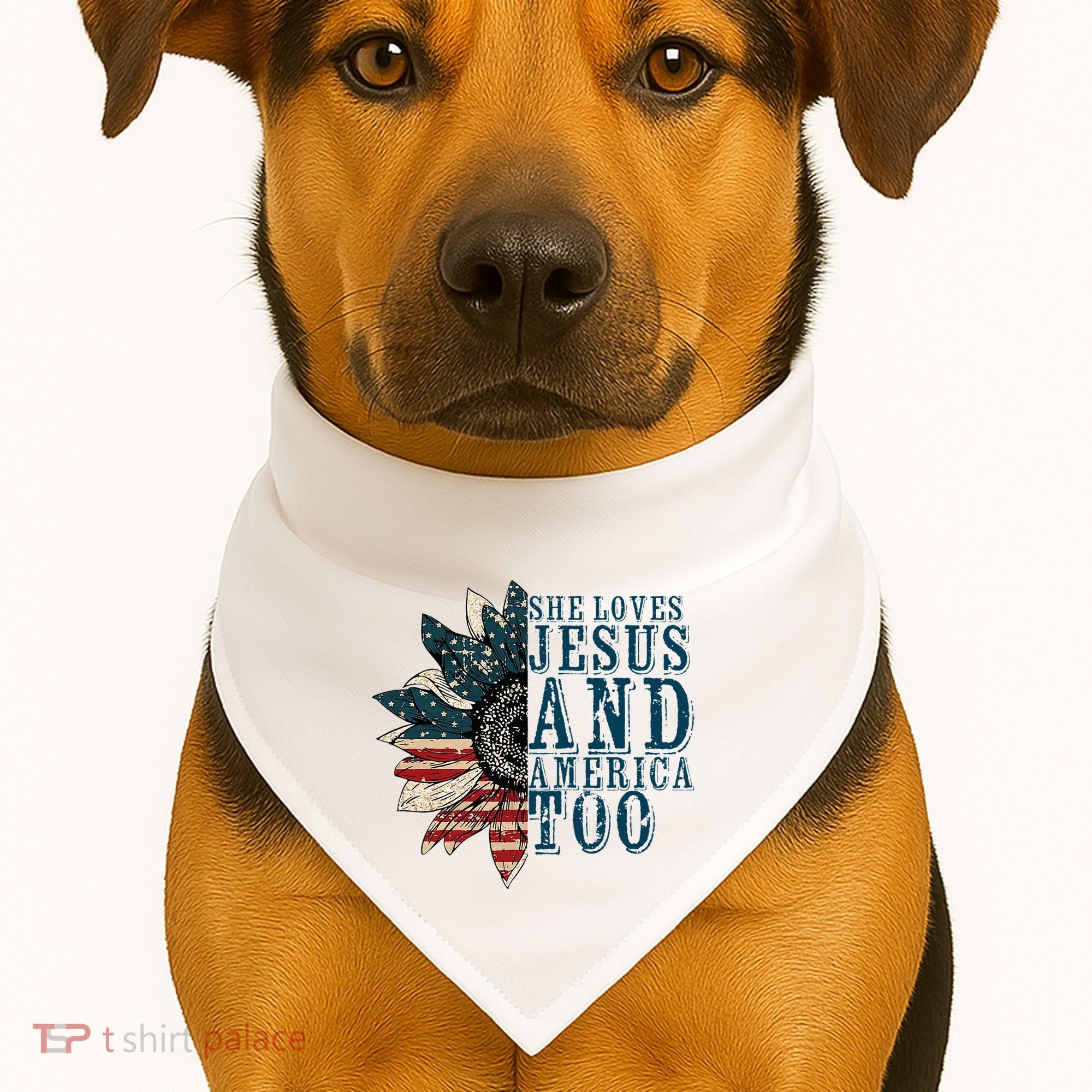 She Loves Jesus And America Too USA-Made Doggie Bandana