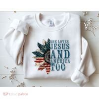 She Loves Jesus And America Too Sweatshirt thumb 2