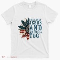 She Loves Jesus And America Too T-Shirt thumb 0