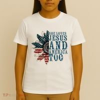 She Loves Jesus And America Too T-Shirt thumb 4