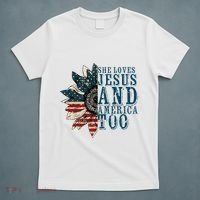 She Loves Jesus And America Too T-Shirt thumb 5