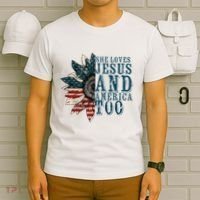 She Loves Jesus And America Too T-Shirt thumb 6