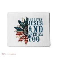 She Loves Jesus And America Too Mousepad thumb 0