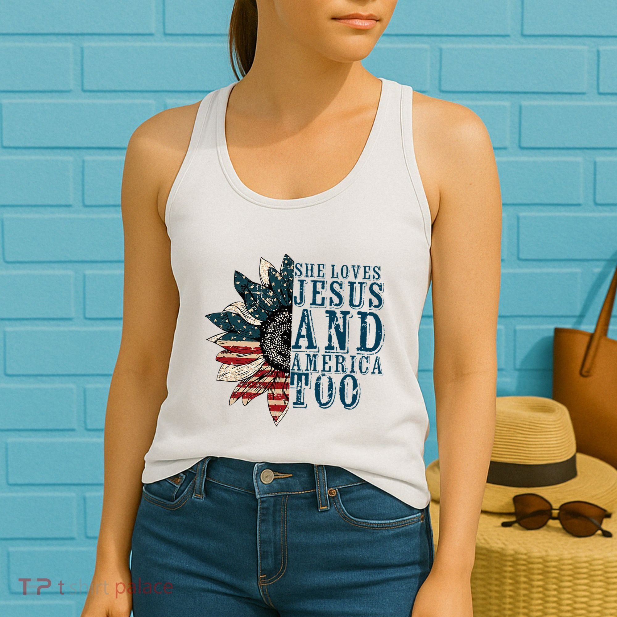 She Loves Jesus And America Too Women's Tank Top