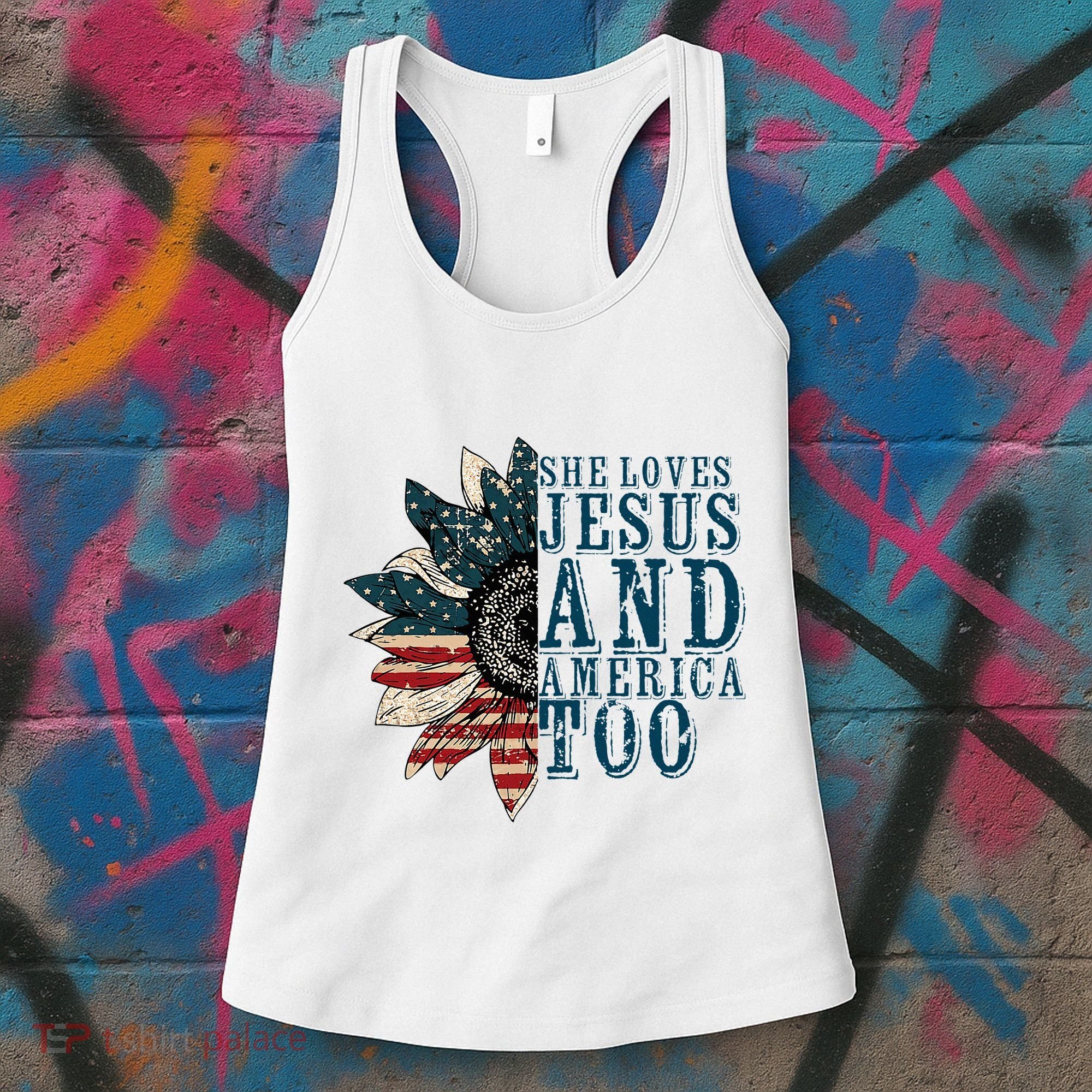 She Loves Jesus And America Too Women's Tank Top