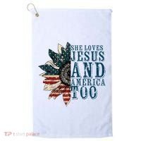 She Loves Jesus And America Too Golf Towel thumb 0