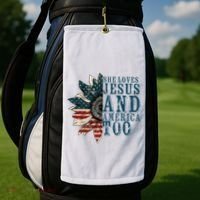 She Loves Jesus And America Too Golf Towel thumb 2