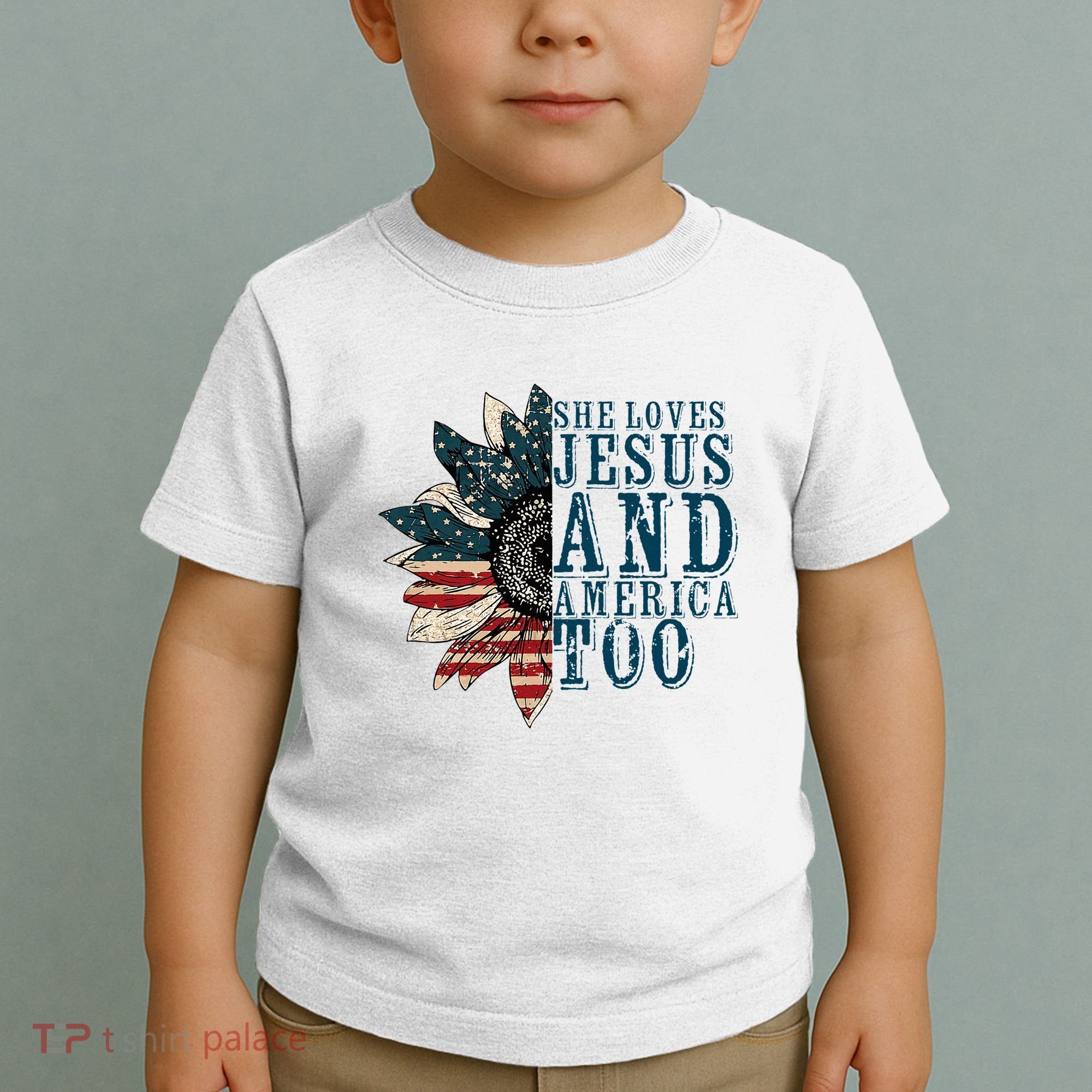 She Loves Jesus And America Too Toddler T-Shirt