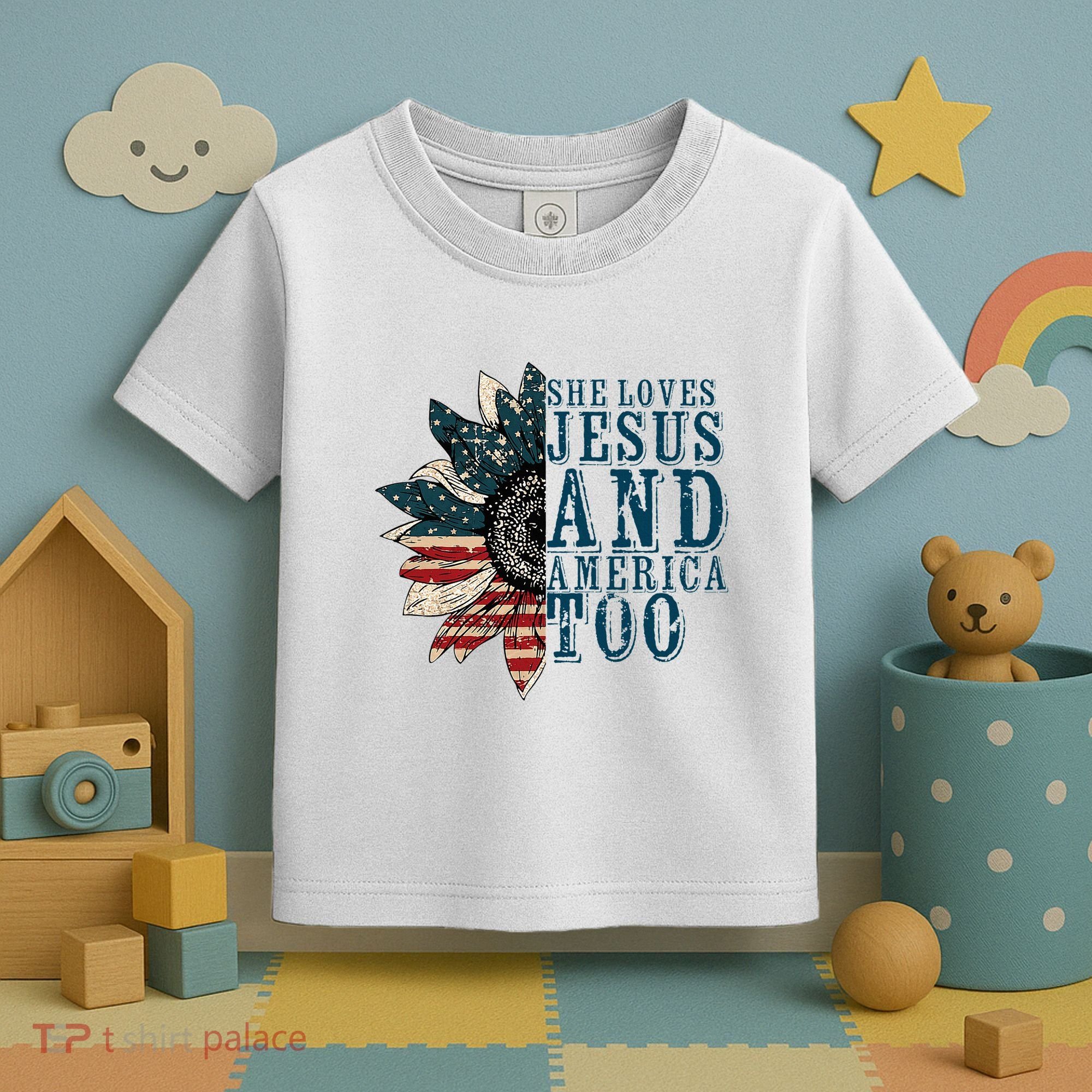 She Loves Jesus And America Too Toddler T-Shirt