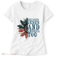 She Loves Jesus And America Too Women's T-Shirt thumb 0