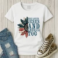 She Loves Jesus And America Too Women's T-Shirt thumb 3