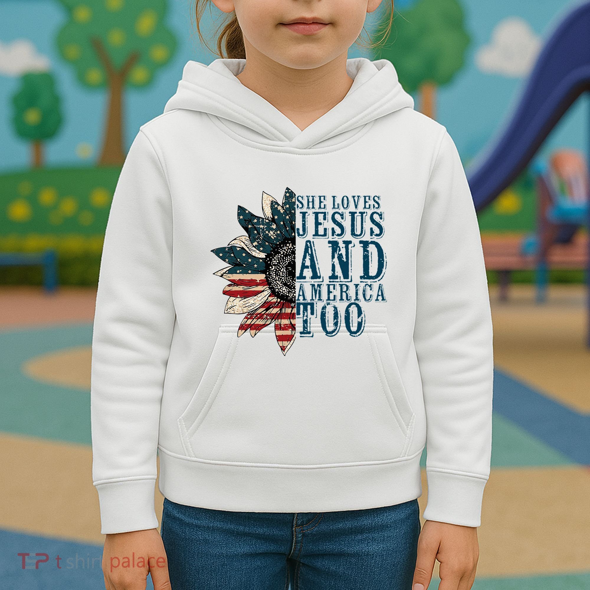 She Loves Jesus And America Too Kids Hoodie