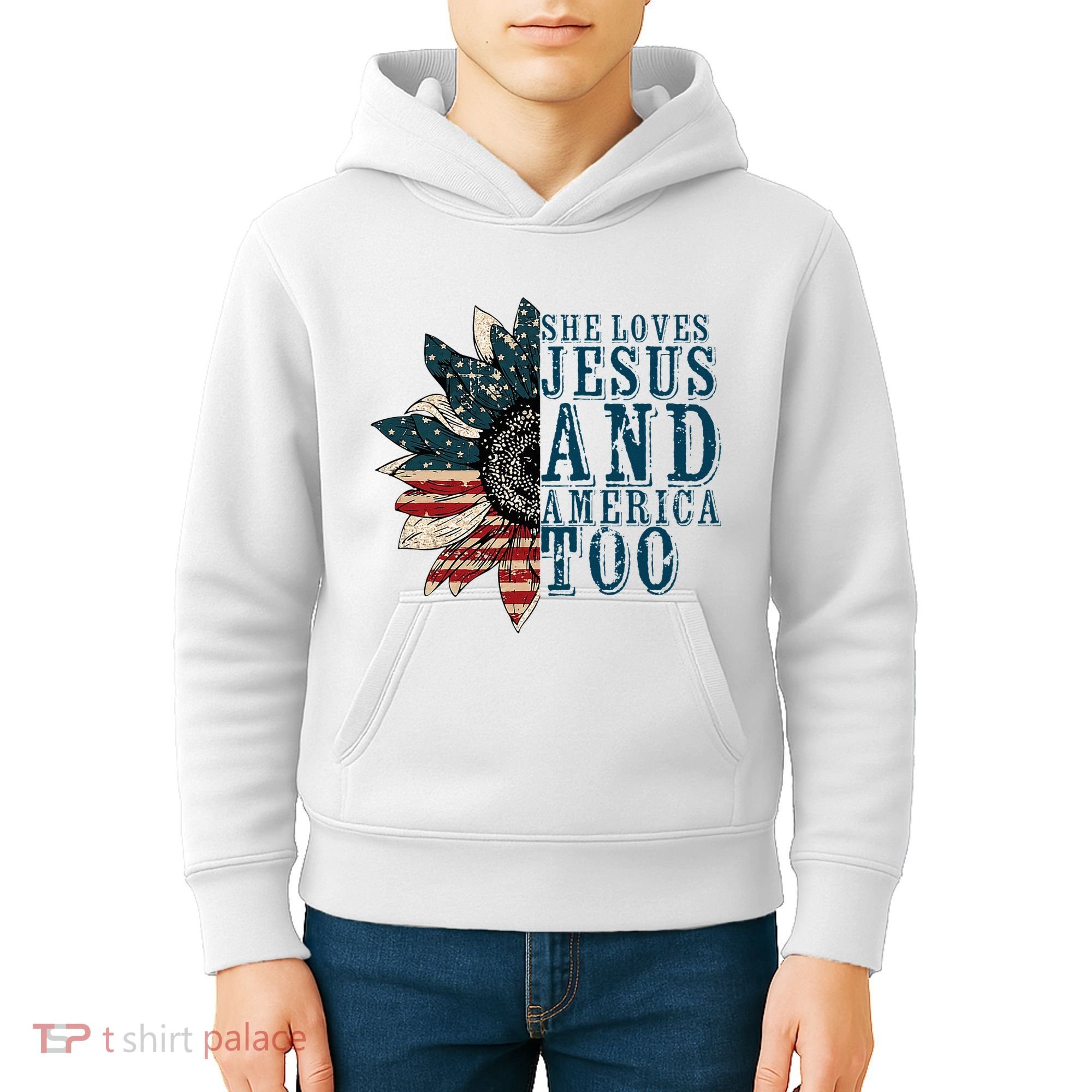 She Loves Jesus And America Too Kids Hoodie