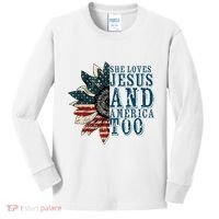 She Loves Jesus And America Too Kids Long Sleeve Shirt thumb 0
