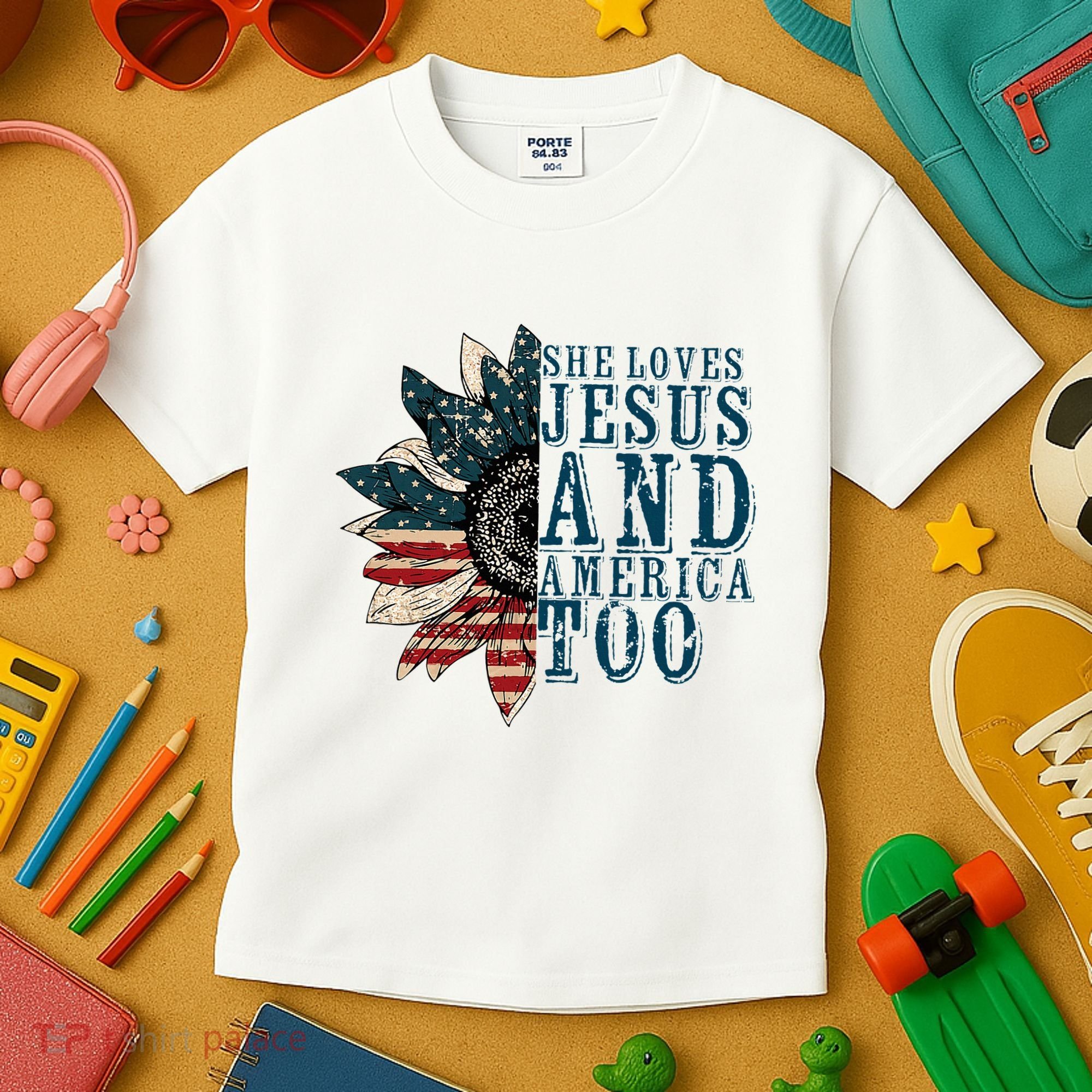 She Loves Jesus And America Too Kids T-Shirt